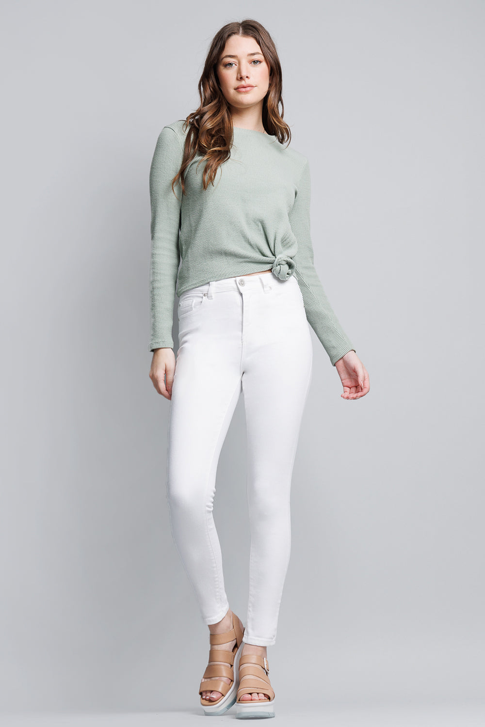 High Rise Ankle White Skinny Jeans