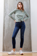 Mid Rise Destructed Ankle Skinny Jeans