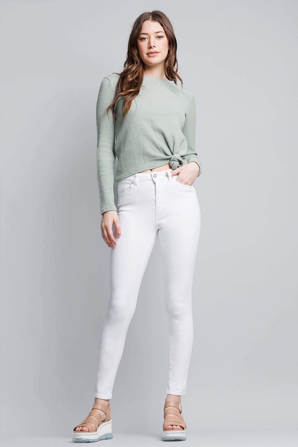 High Rise Ankle White Skinny Jeans