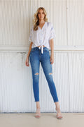 High Rise Destructed Skinny Jeans