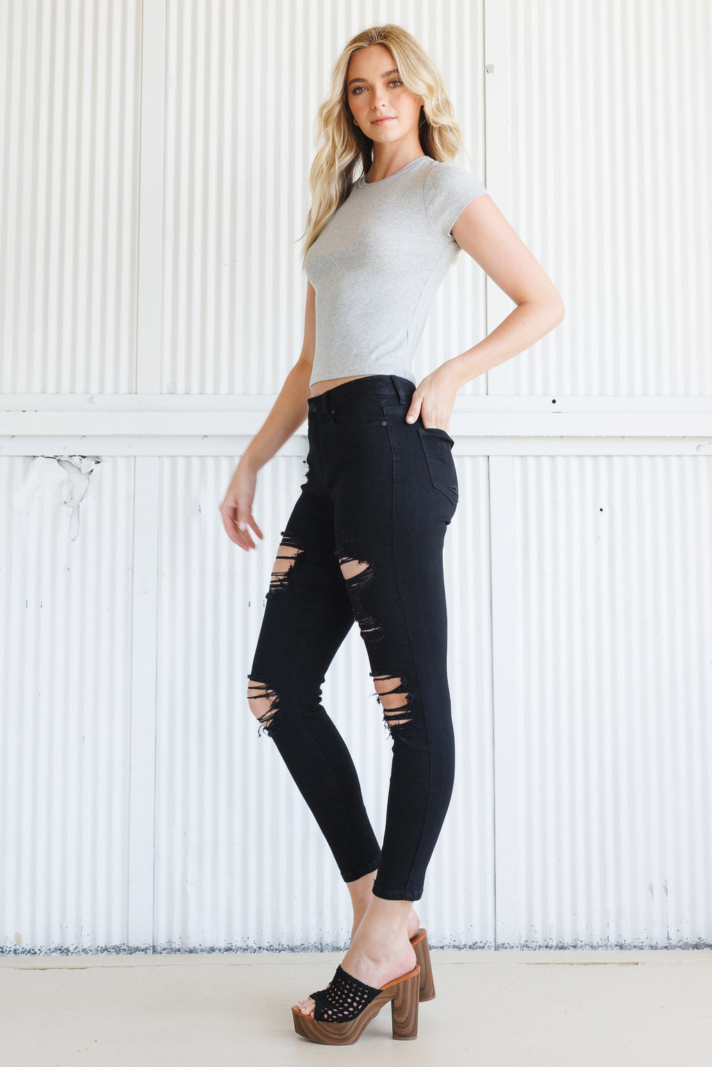 High Rise Faded Skinny Jeans