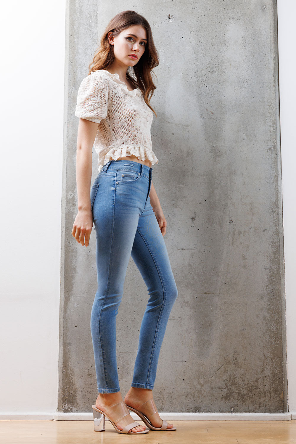 Mid Rise Destructed Skinny Jeans