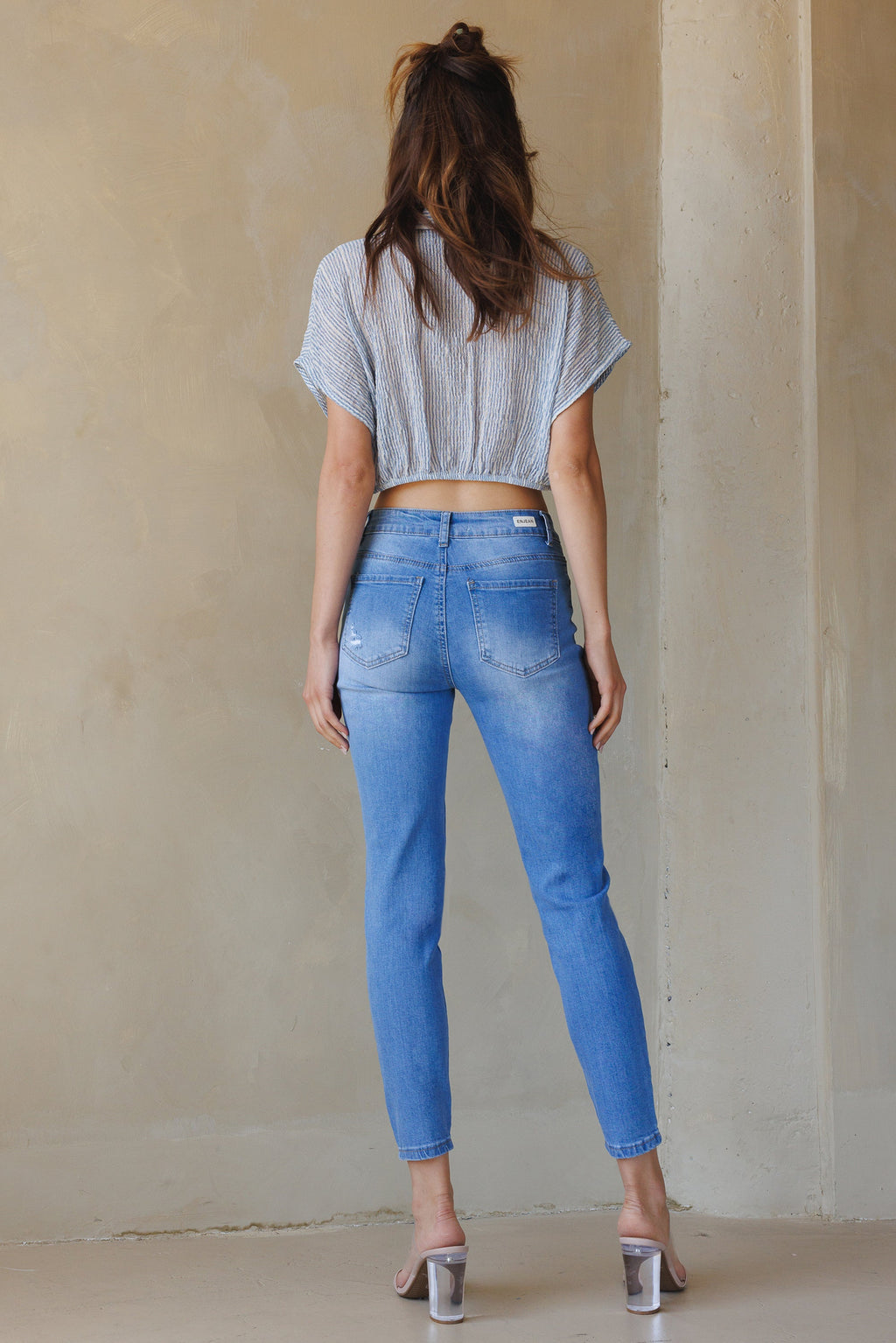 High Rise Destructed Skinny Jeans
