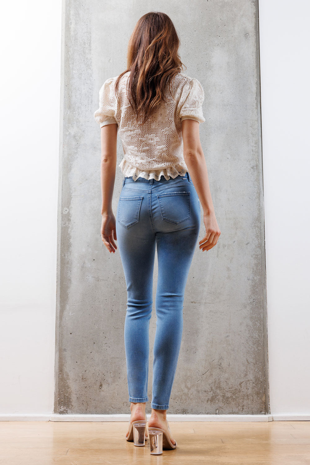 Mid Rise Destructed Skinny Jeans
