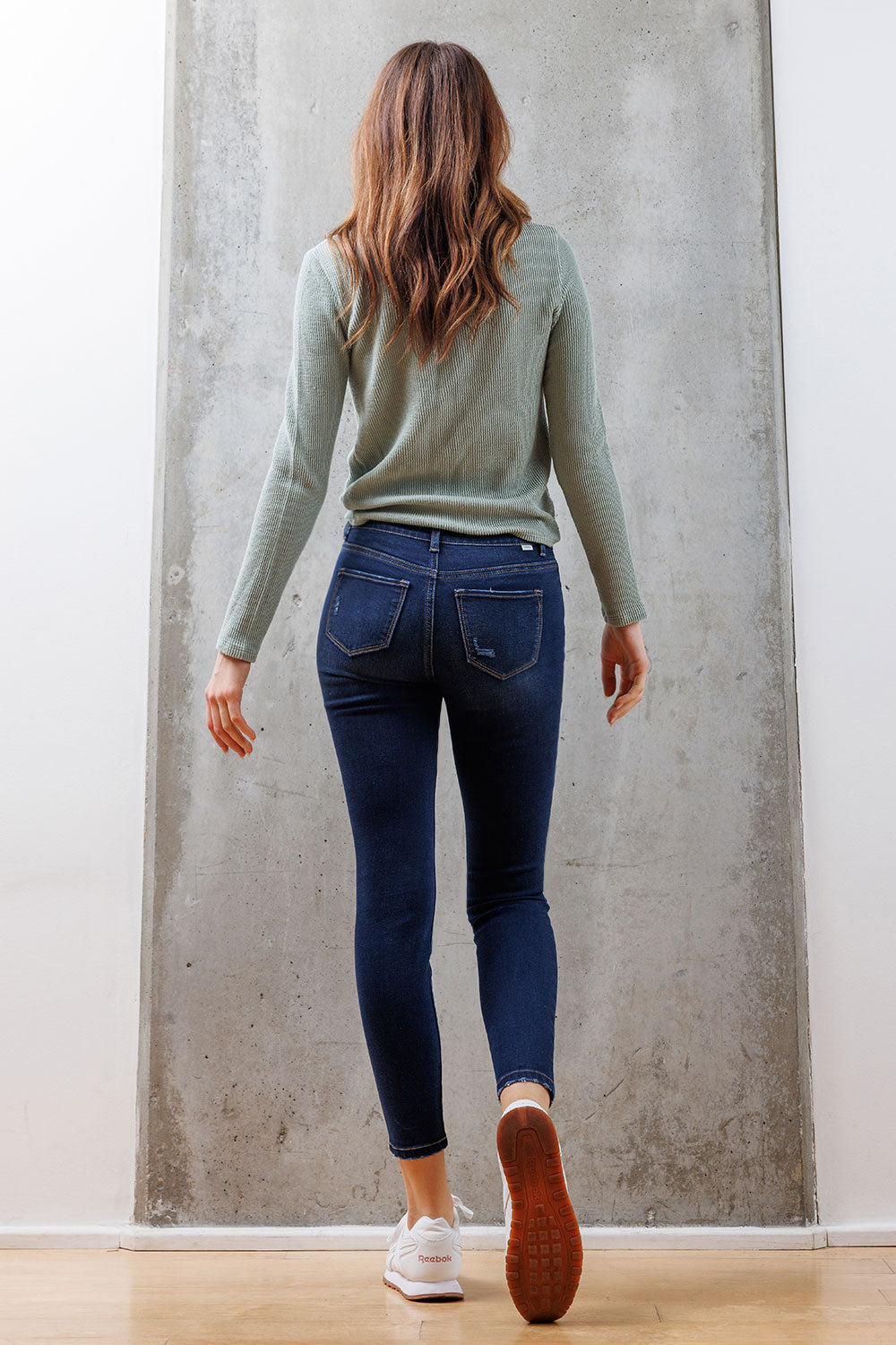 Mid Rise Destructed Ankle Skinny Jeans