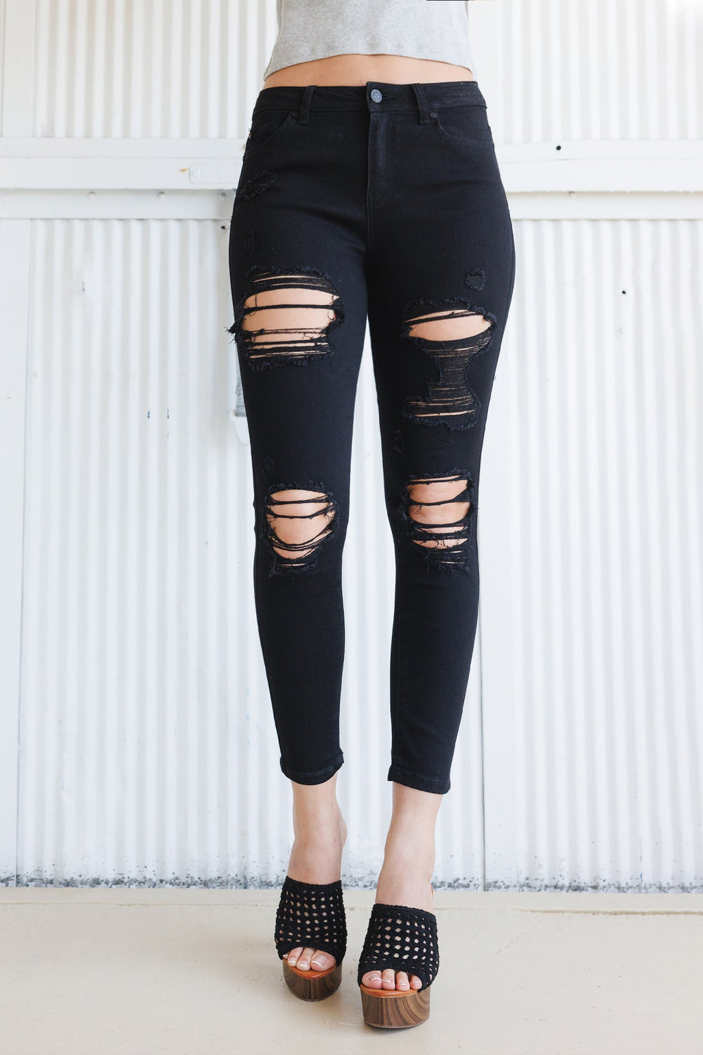 High Rise Faded Skinny Jeans
