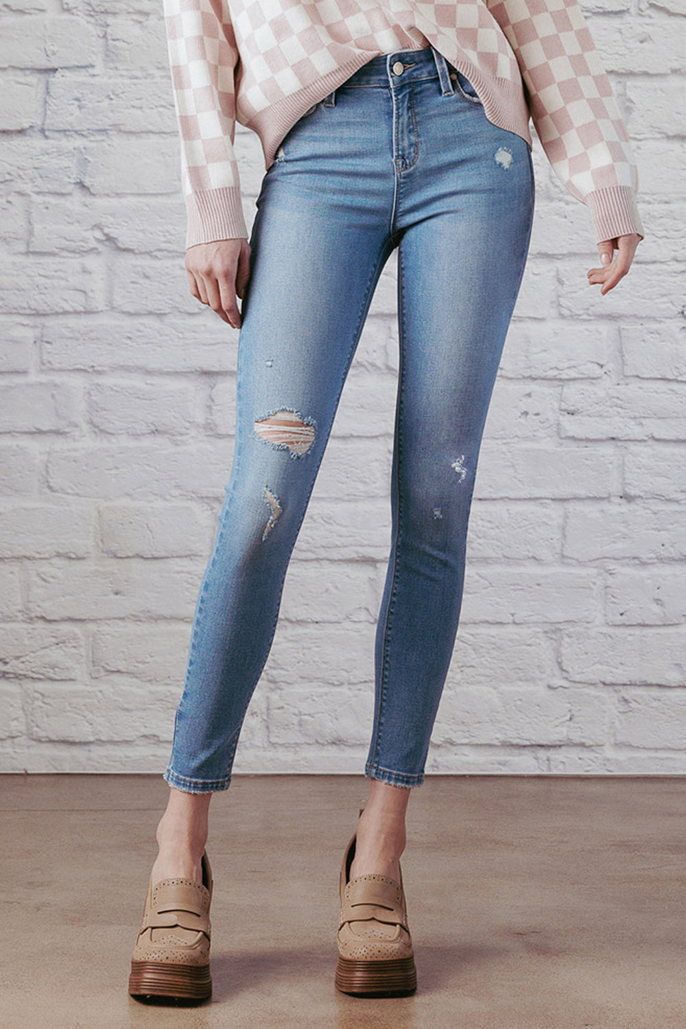 Destructed Ankle Skinny Jeans