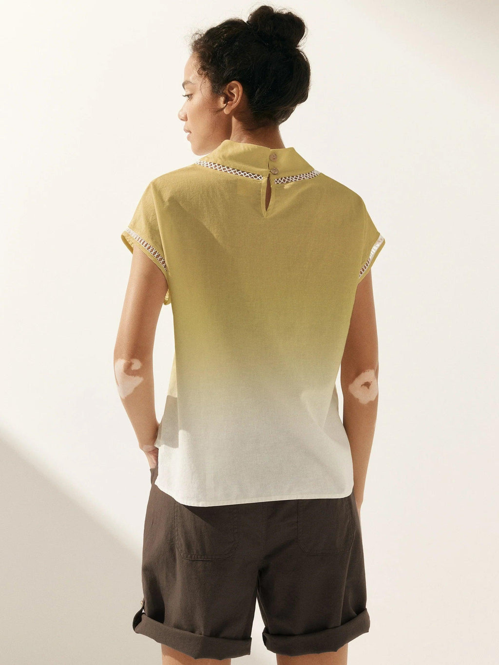 Linen Cutout Turtleneck Top QUINN