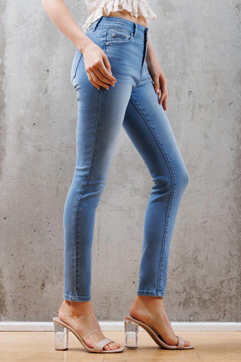 Mid Rise Destructed Skinny Jeans