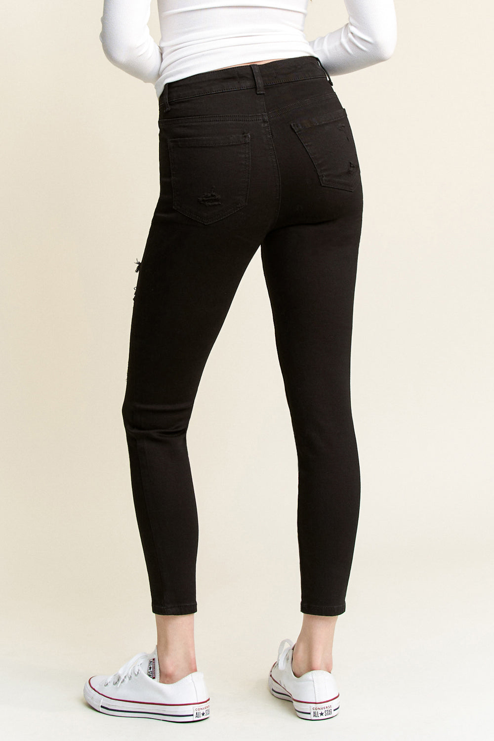 High Rise Destructed Skinny Jeans