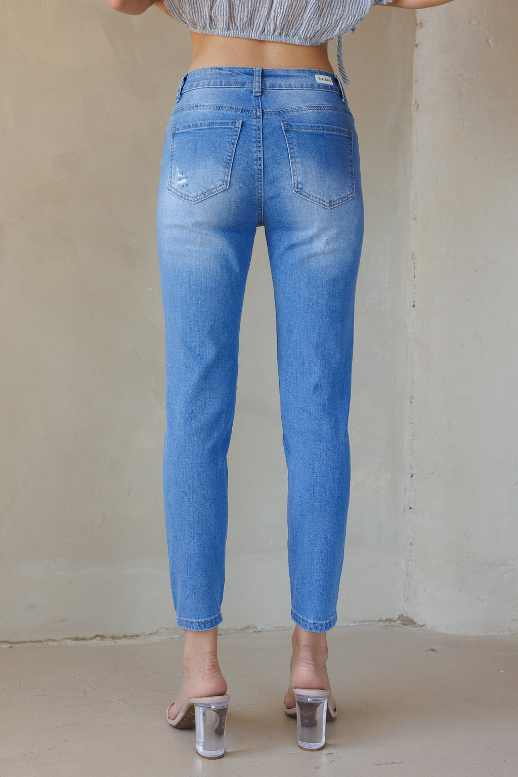 High Rise Destructed Skinny Jeans