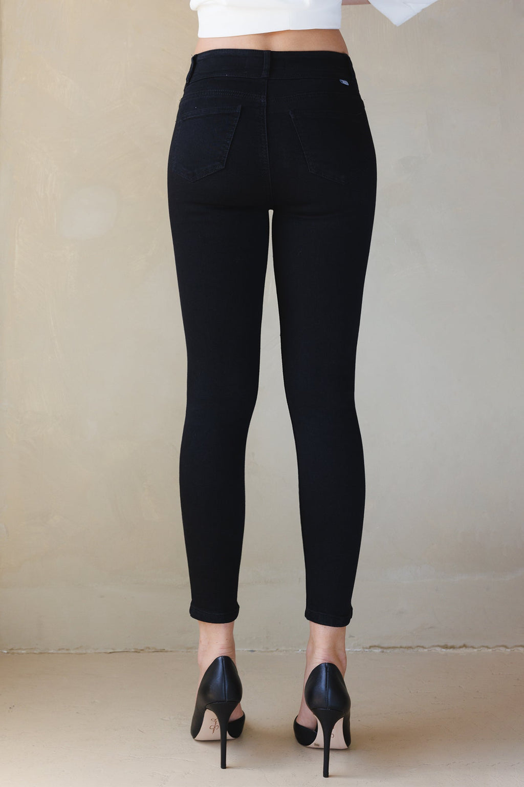 High Rise Destructed Skinny Jeans