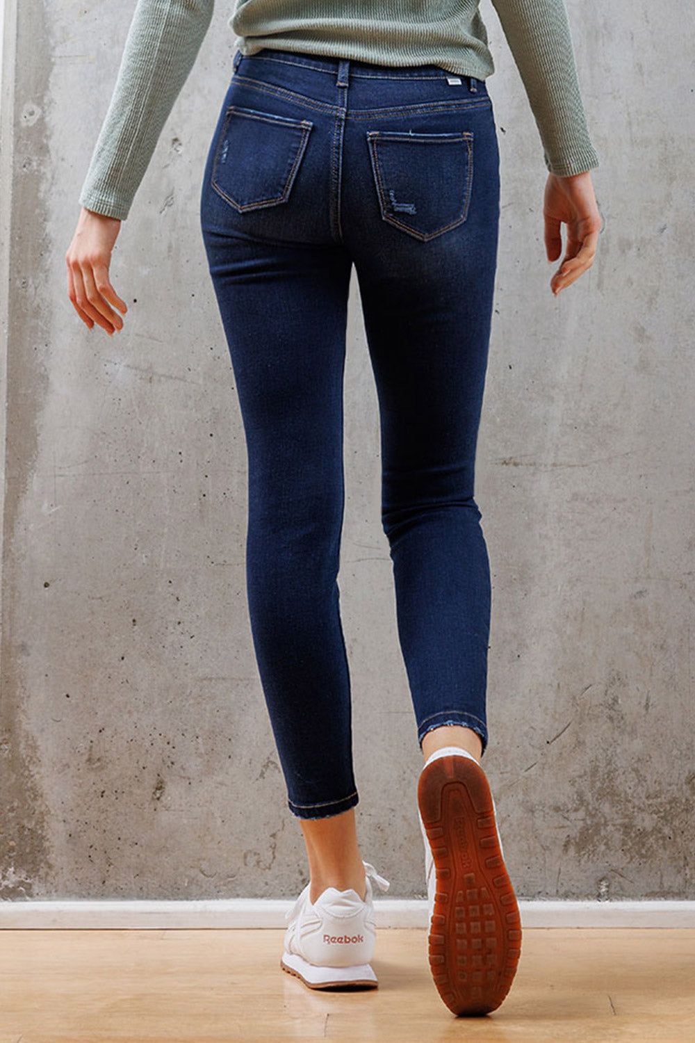 Mid Rise Destructed Ankle Skinny Jeans