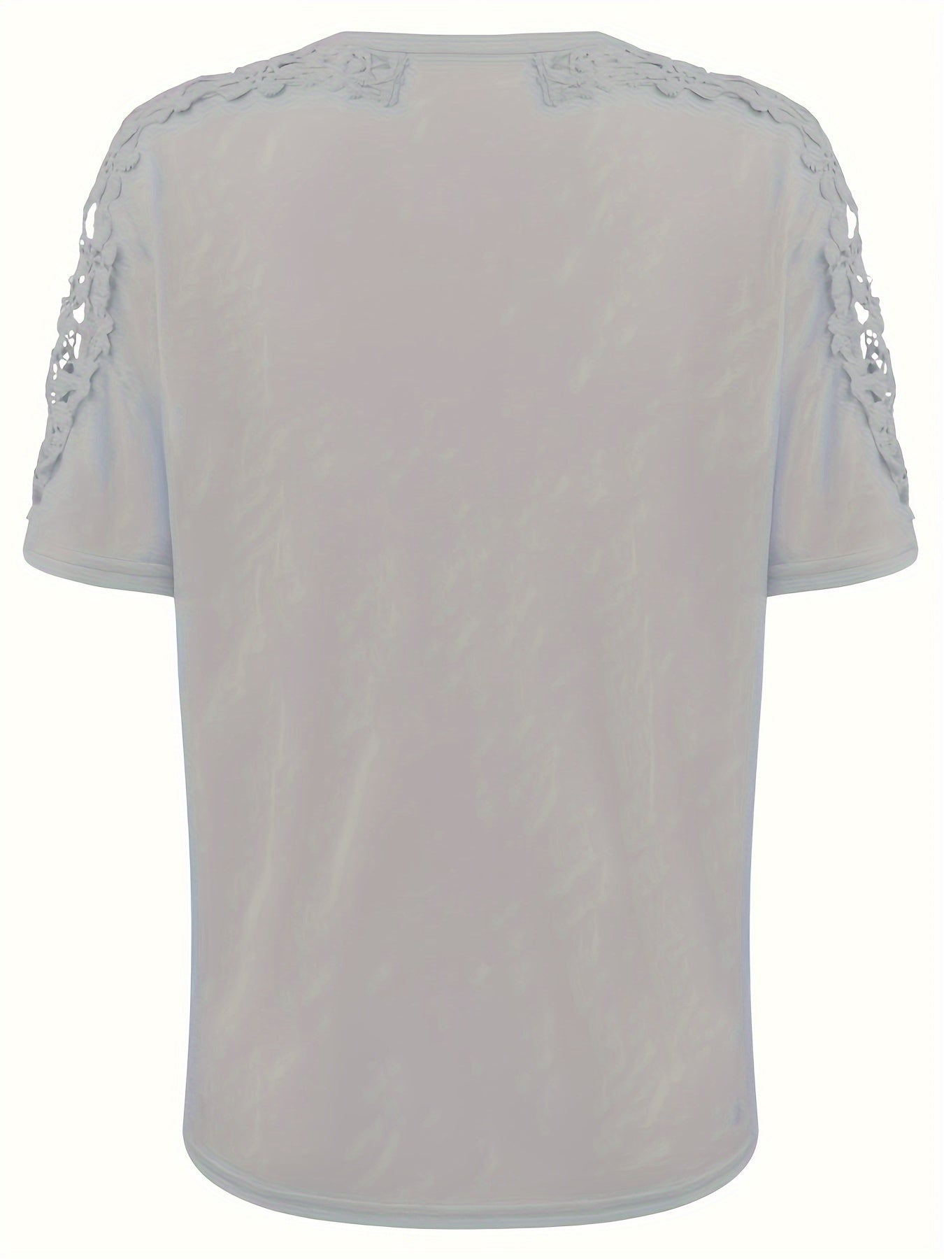 Lace Pullover T-Shirt, Elegant Crew Neck Short Sleeve Summer T-Shirt, Women'S Clothing