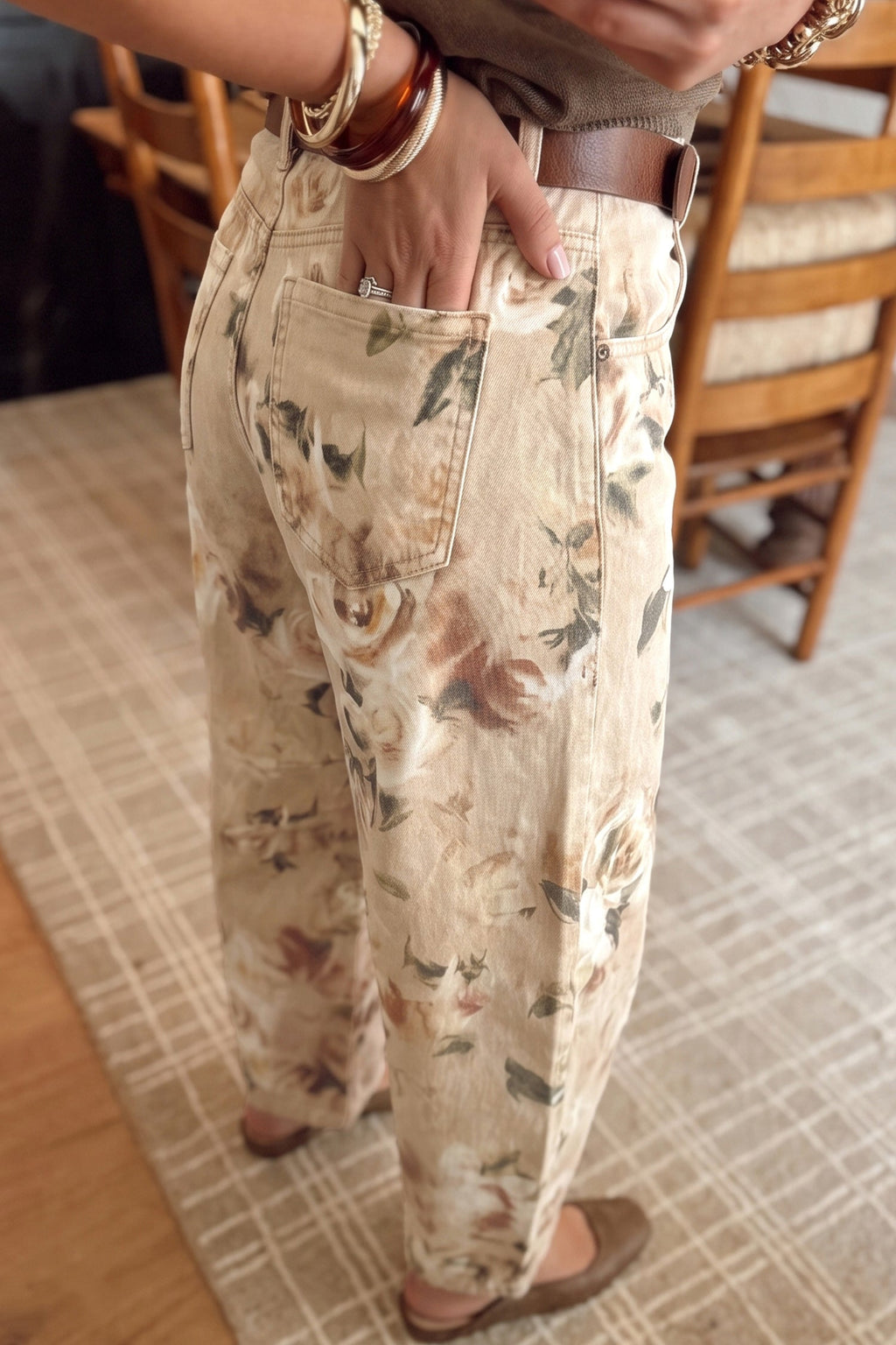 Meadow Floral Print Relaxed Barrel Jeans