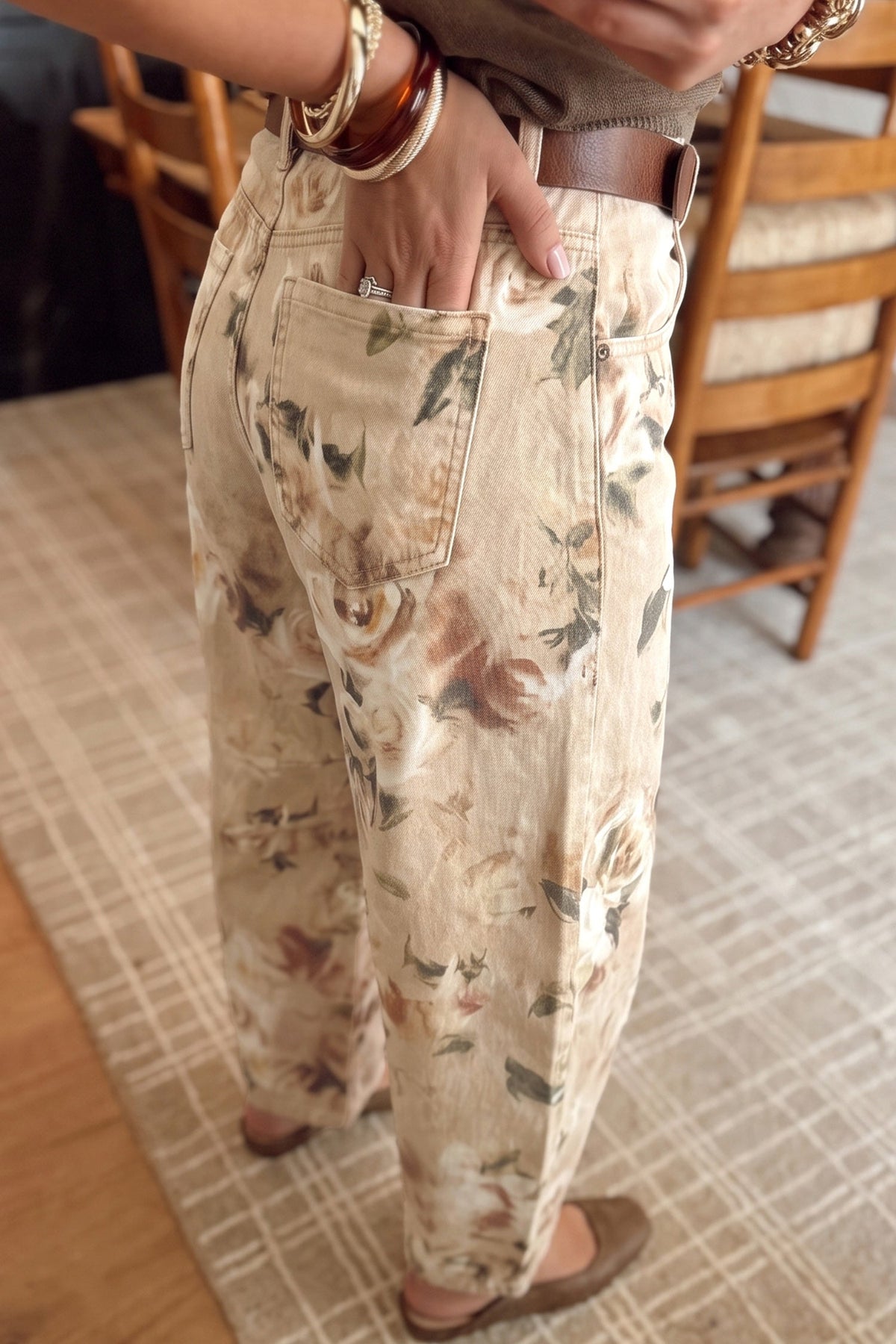 Meadow Floral Print Relaxed Barrel Jeans