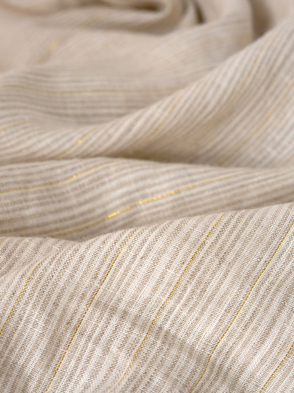 100% Linen Striped Elastic-Waist Midi Dress ARIA