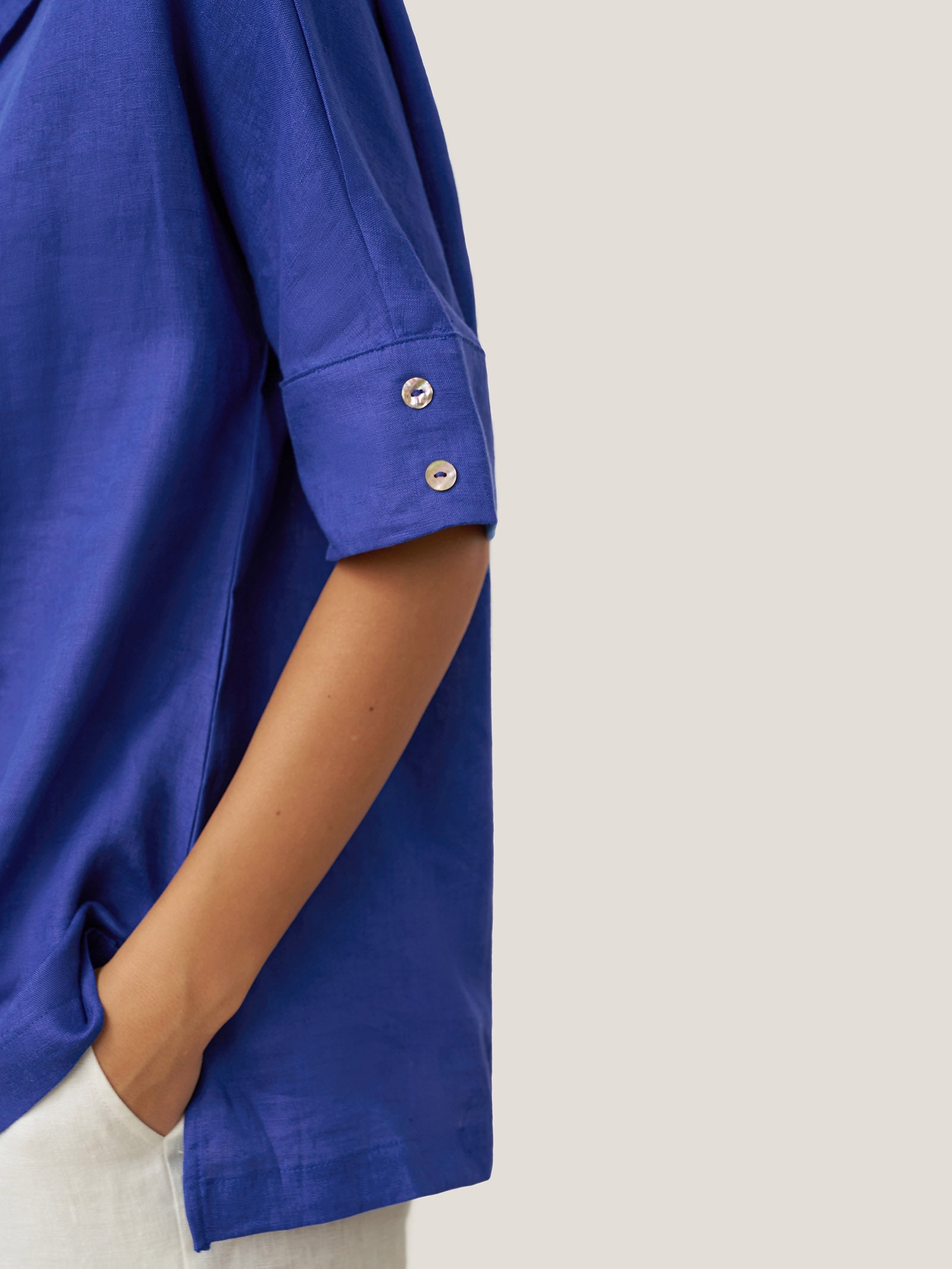 Linen V Neck Short Sleeve Shirt PENNY