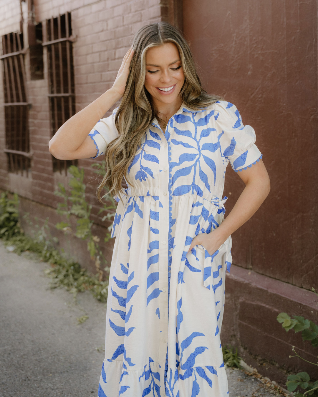 Miller Side Tie Button Down Maxi Dress