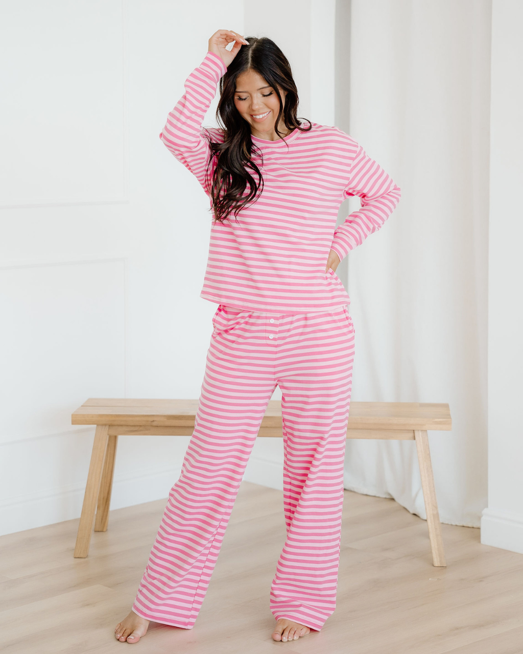 Amayah Buttoned Straight Pants Two Piece Set