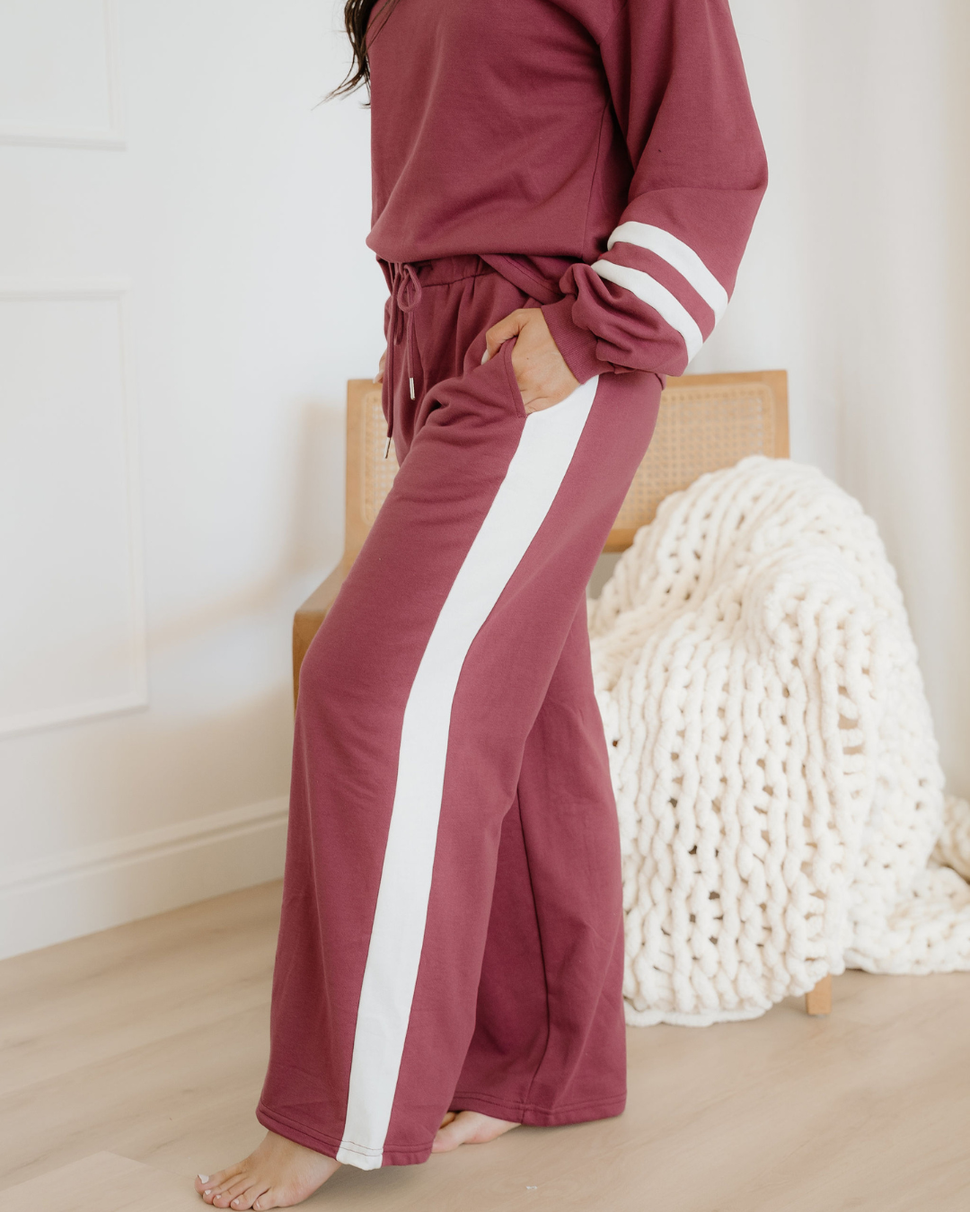 Jordyn Varsity Pullover Drawstring Wide Leg Pant Set
