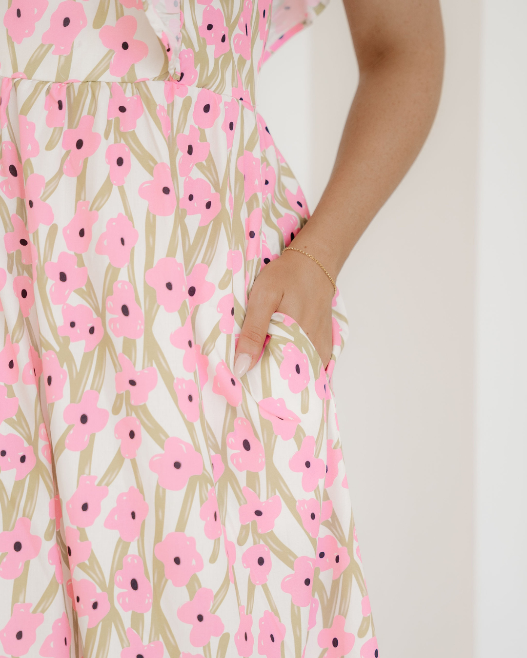 Sunny Floral Print Square Neck Ruffled Strap Maxi Dress