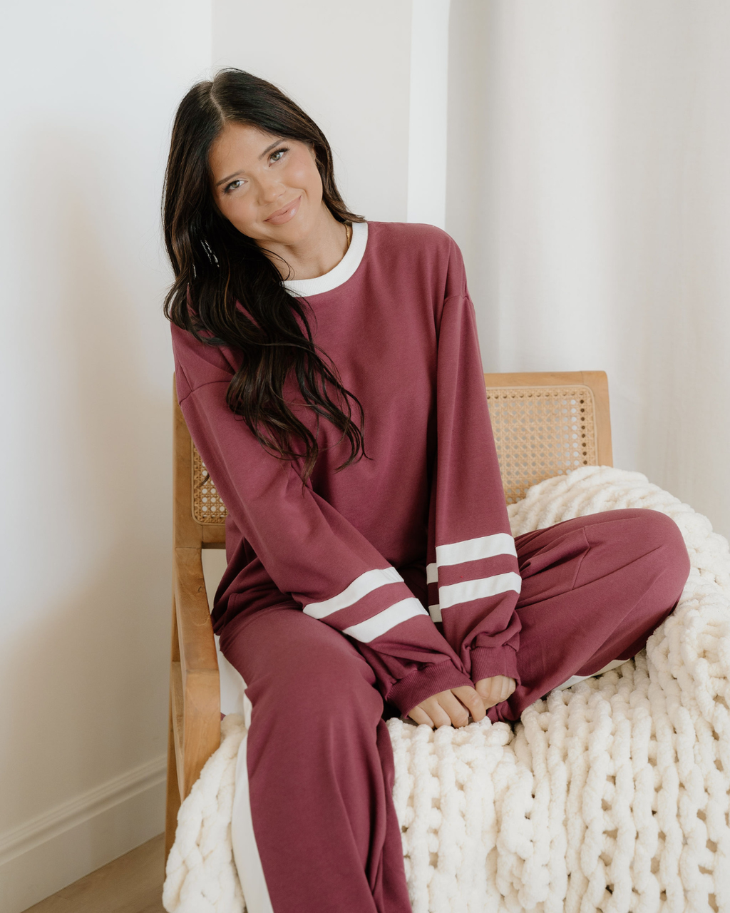 Jordyn Varsity Pullover Drawstring Wide Leg Pant Set