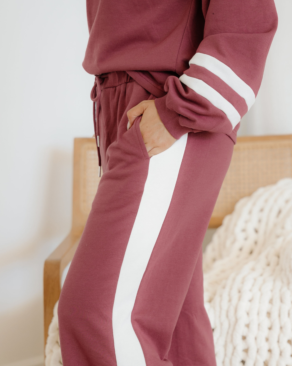 Jordyn Varsity Pullover Drawstring Wide Leg Pant Set