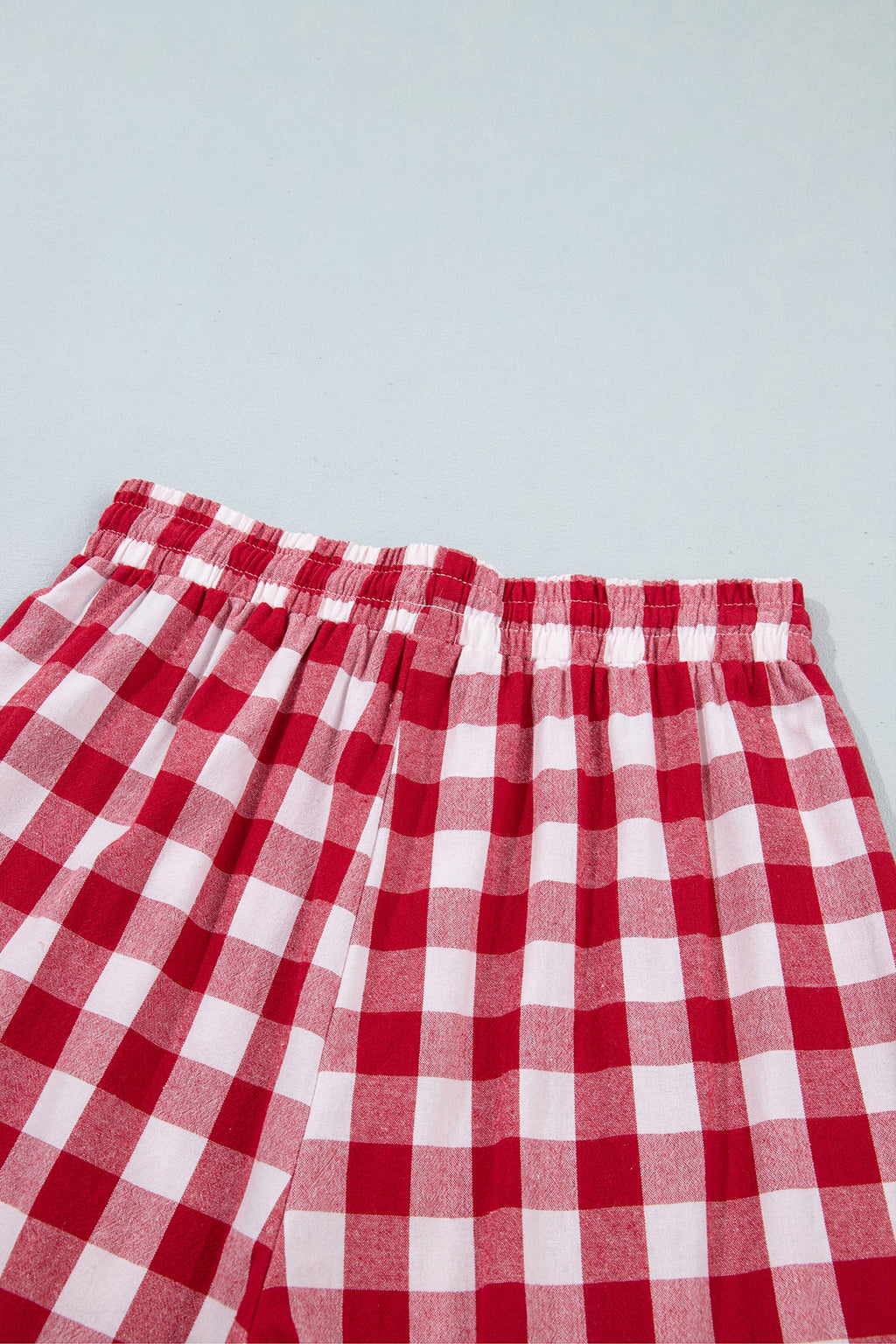 Gingham Tie Elastic Waist Shift Pants