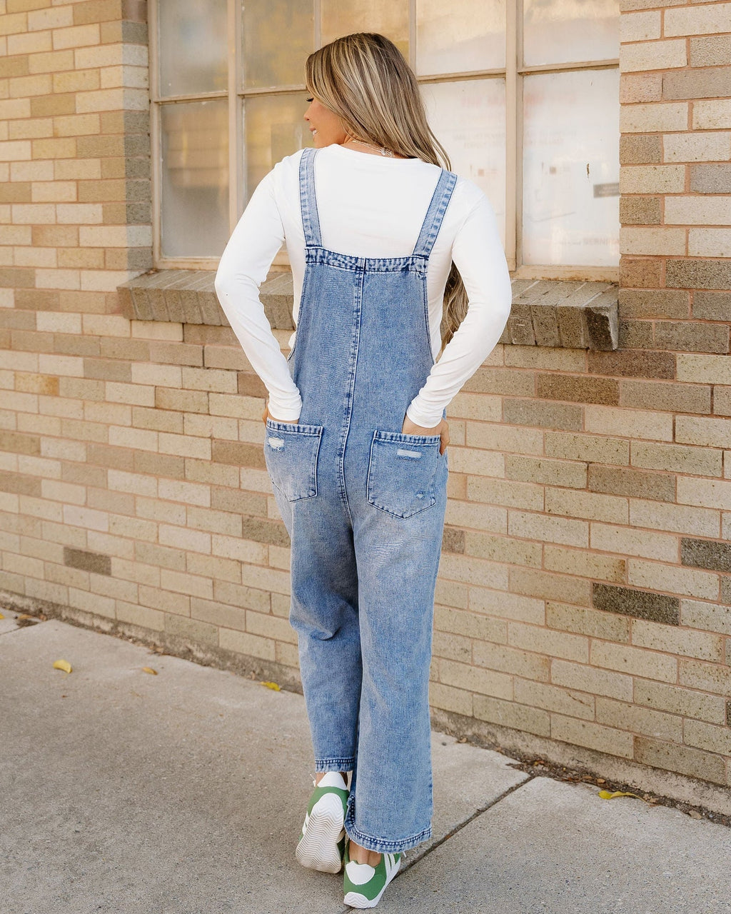 Distressed Overalls - Blue Wash