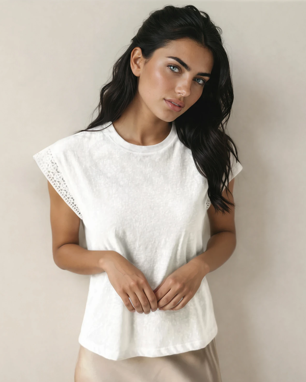 Maisy Lace Cap Sleeve Round Neck Top