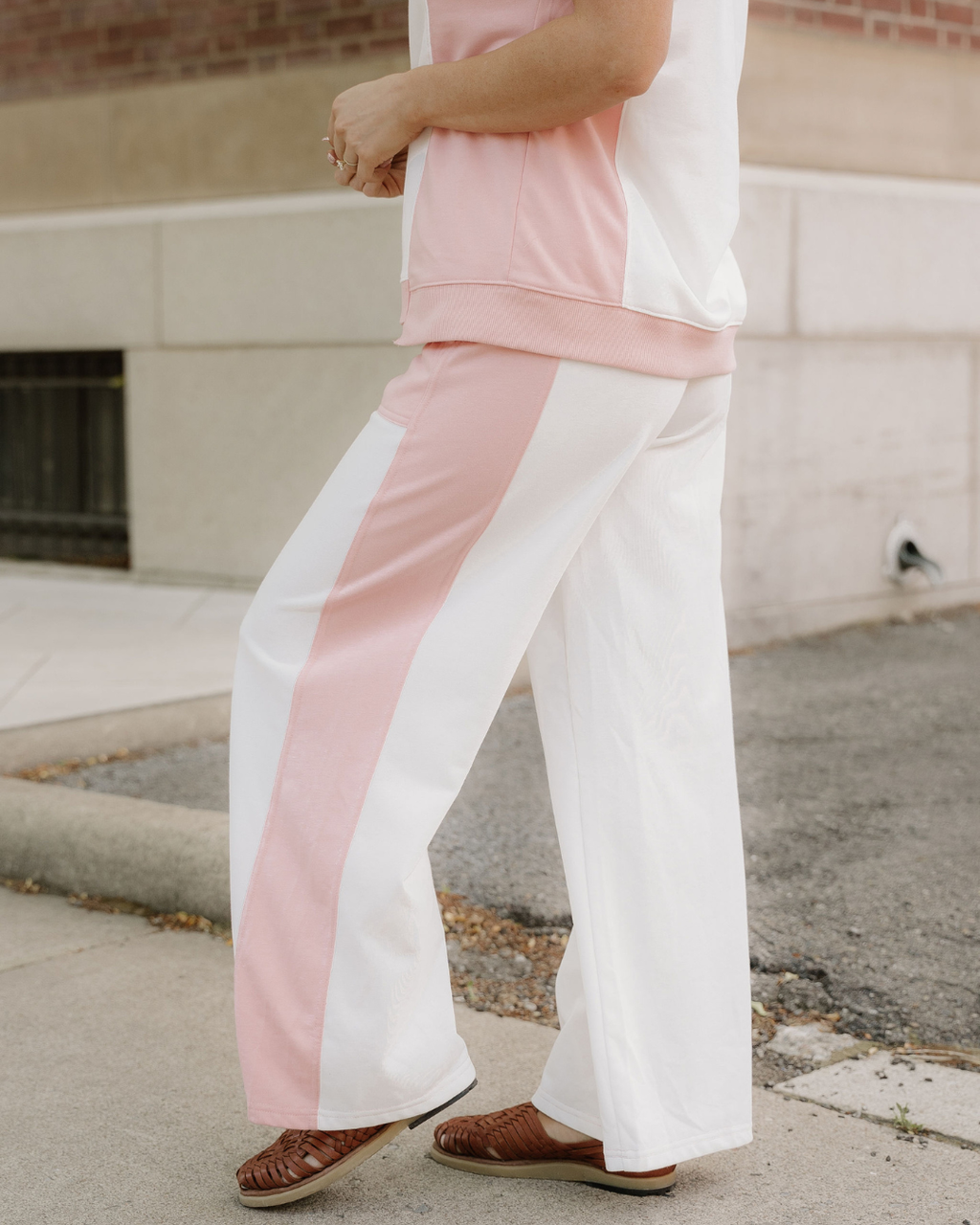 Naylani Color Block Patchwork Tee Drawstring Loose Pant Set