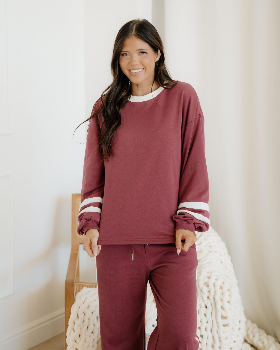 Jordyn Varsity Pullover Drawstring Wide Leg Pant Set