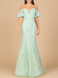 Lace, Off Shoulder Mermaid Gown