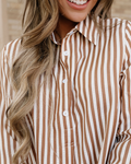 Dallas Ruffled Hem Collared Long Sleeve Shirt Mini Dress