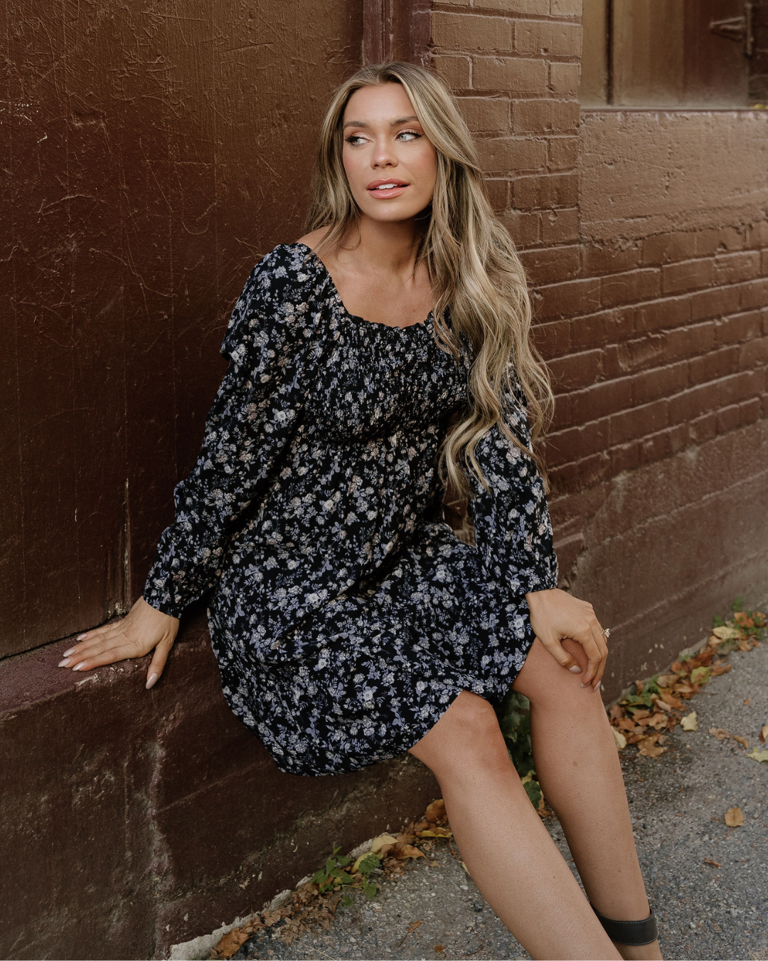 Molly Frilly Shirred Square Neck Mini Dress