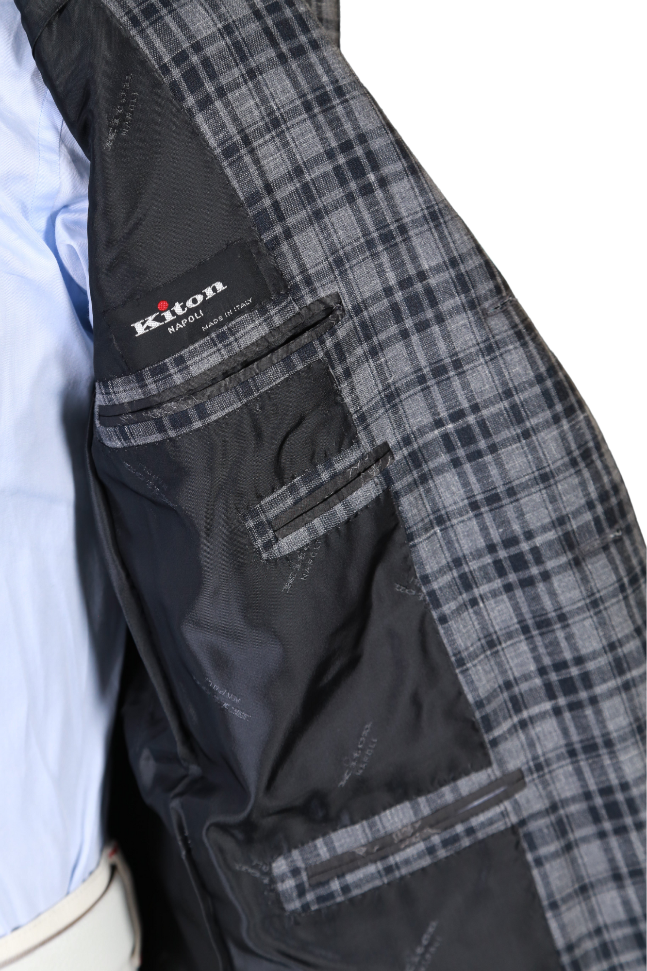 Kiton Plaid Wool-Silk-Linen Sport Jacket