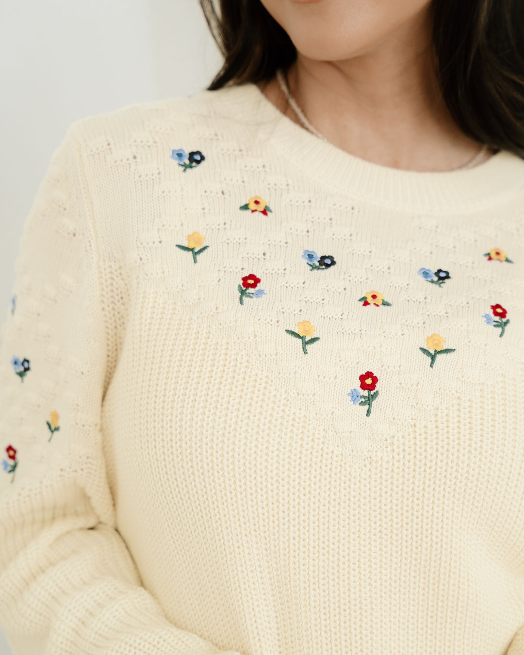 Gemma Flower Embroidered Detail Casual Sweater