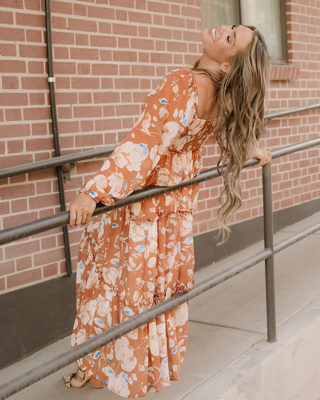 Felicity Shirred Square Neck High Waist Maxi Dress