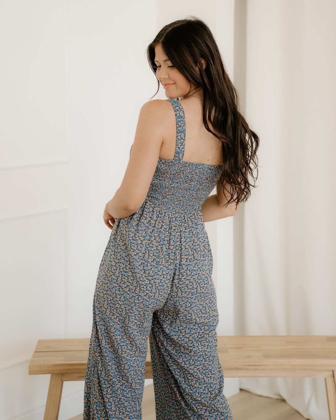 Angelica Square Neckline Stretch High Waist Jumper -  Sea Green Floral