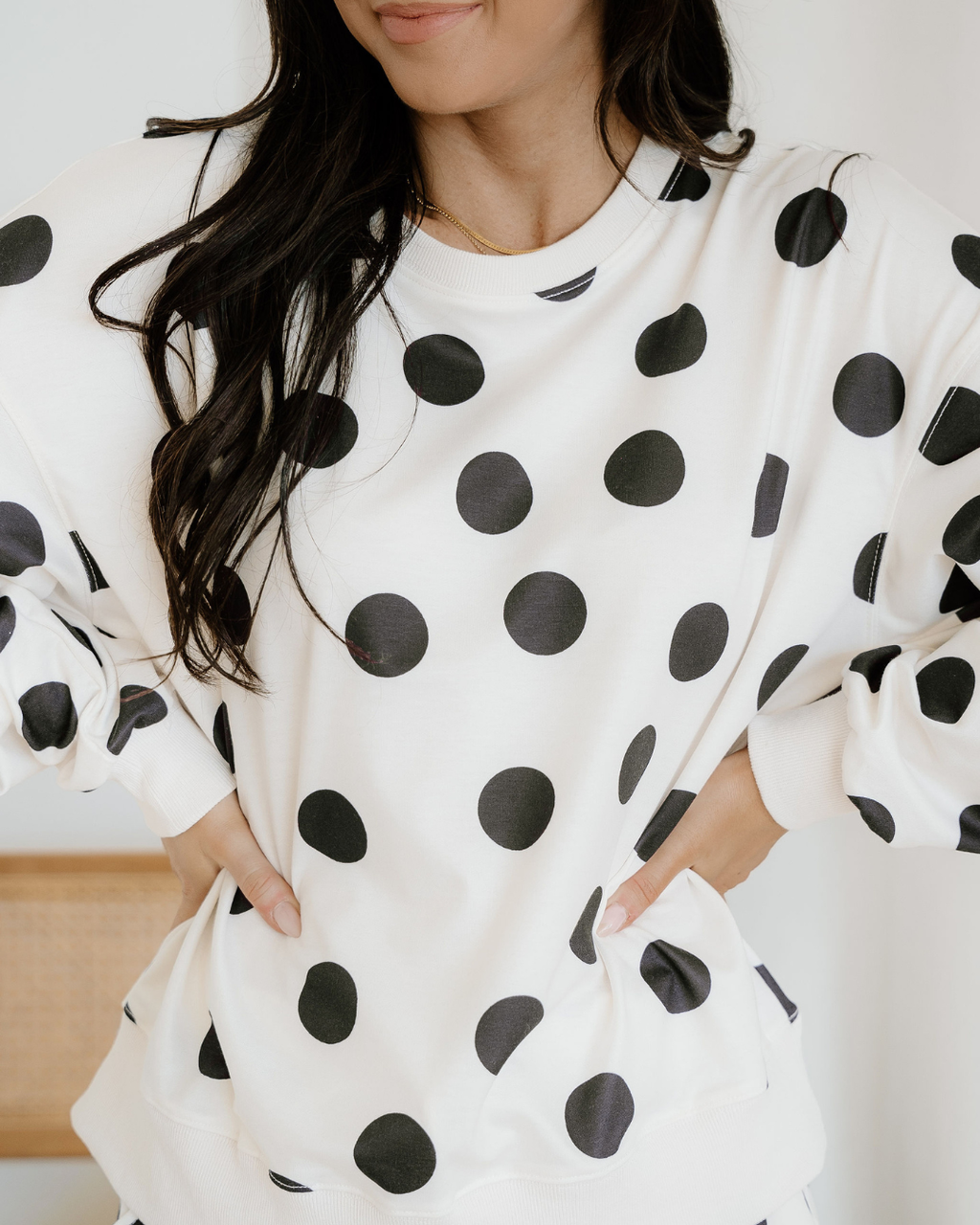 Polka Dot Pullover Drawstring Jogger Pant Set