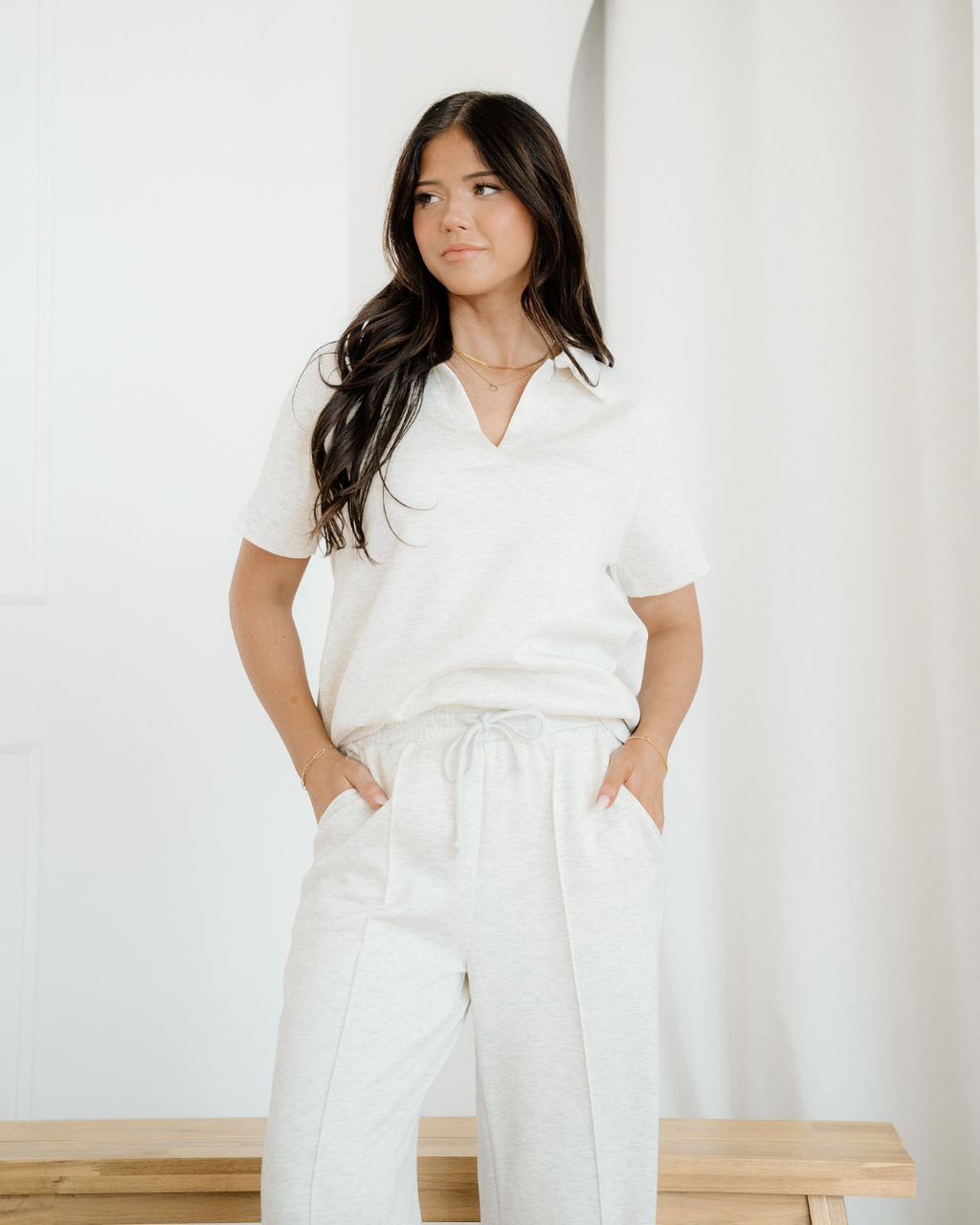 Addyson Polo Tee Casual Pant Set