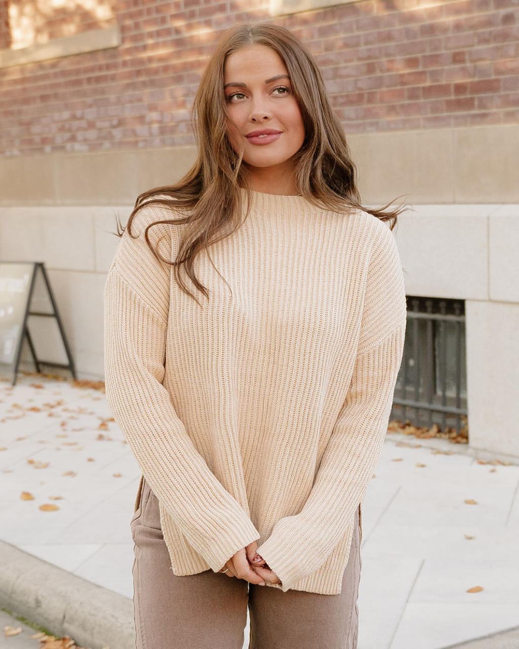 Lou Drop Shoulder Side Slits Loose Sweater