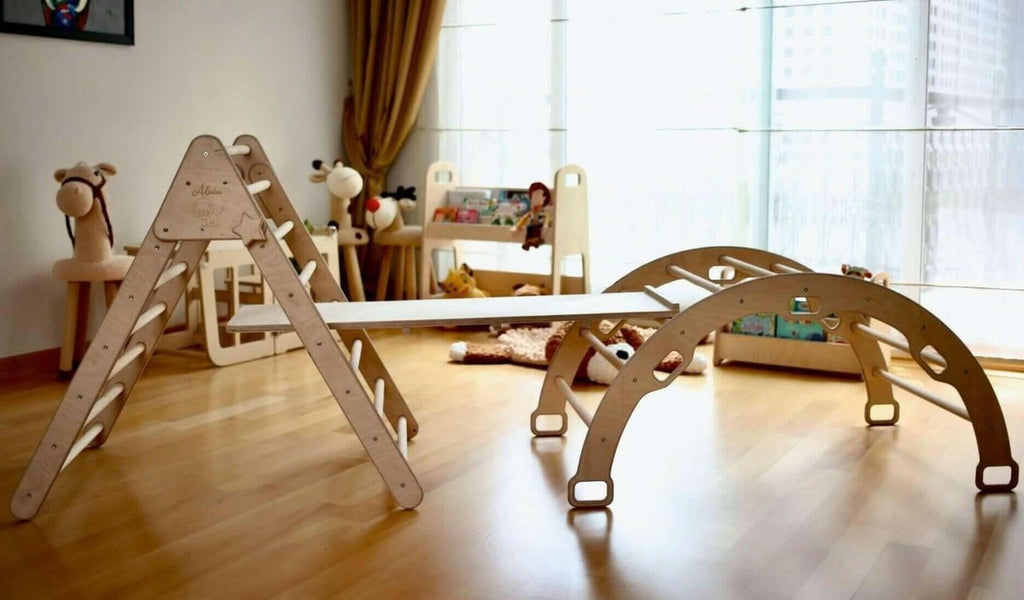 Climbing Triangle, Arch Rocker, Pillow, and 2in1 Ramp / 4 Pieces Set