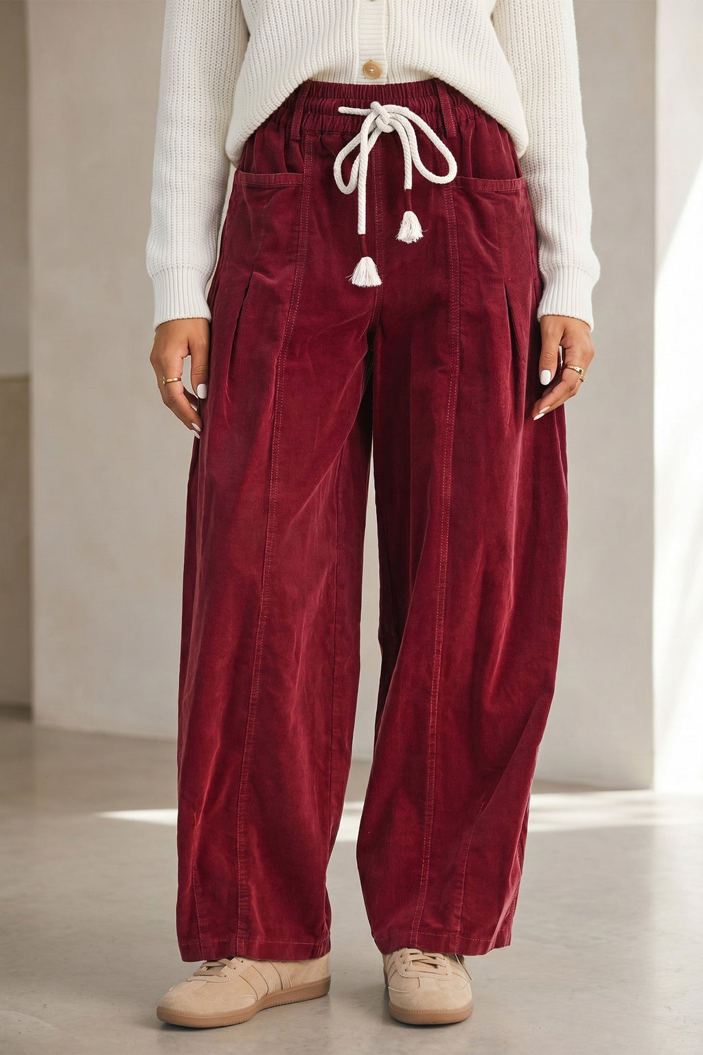 Sienna Drawstring Corduroy Casual Pants