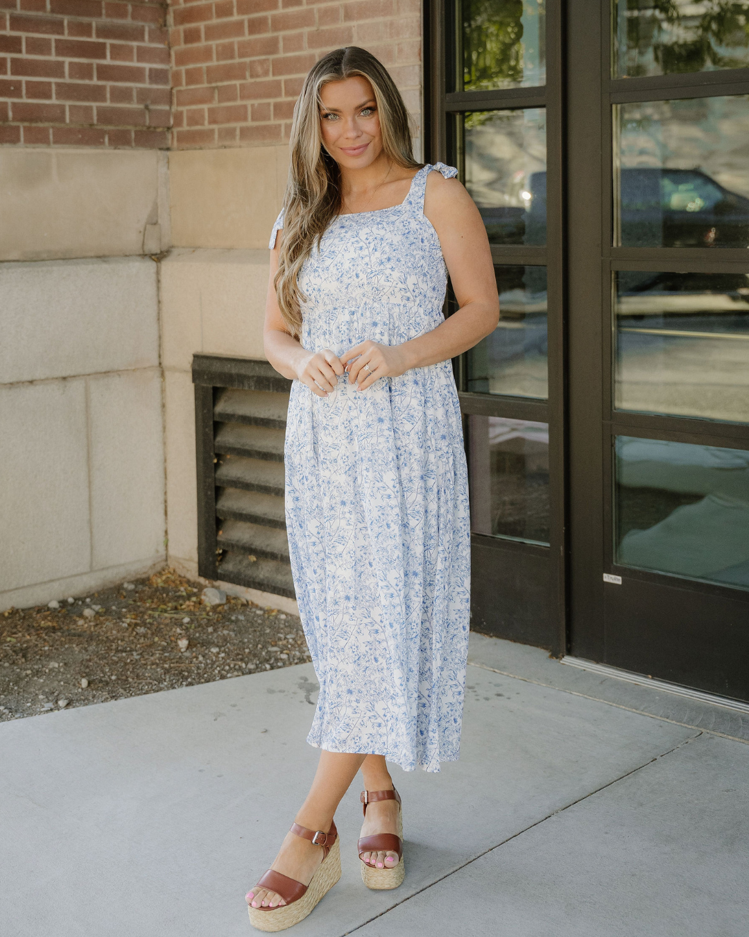 Jaylani Knot Straps High Waist Flared Maxi Dress