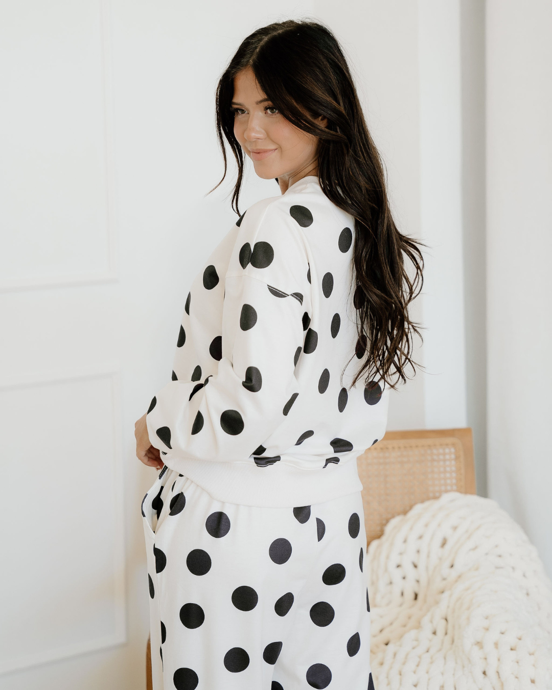 Polka Dot Pullover Drawstring Jogger Pant Set