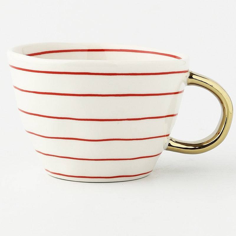 Lechsi Hand Painted Gold Handle Ceramic Mugs