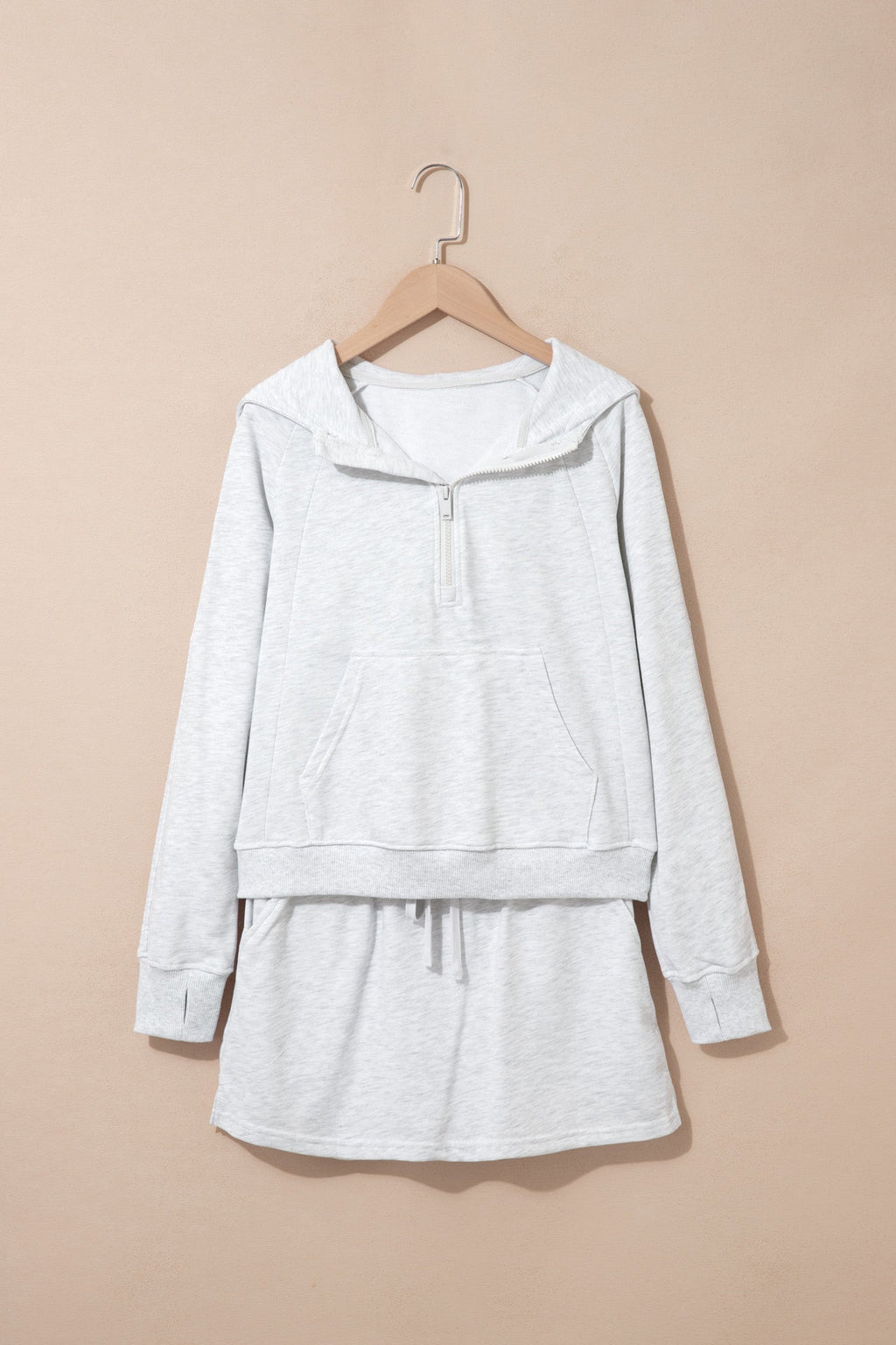 Mary Long Sleeve Zip-Up Top Elastic Waist Skort Set