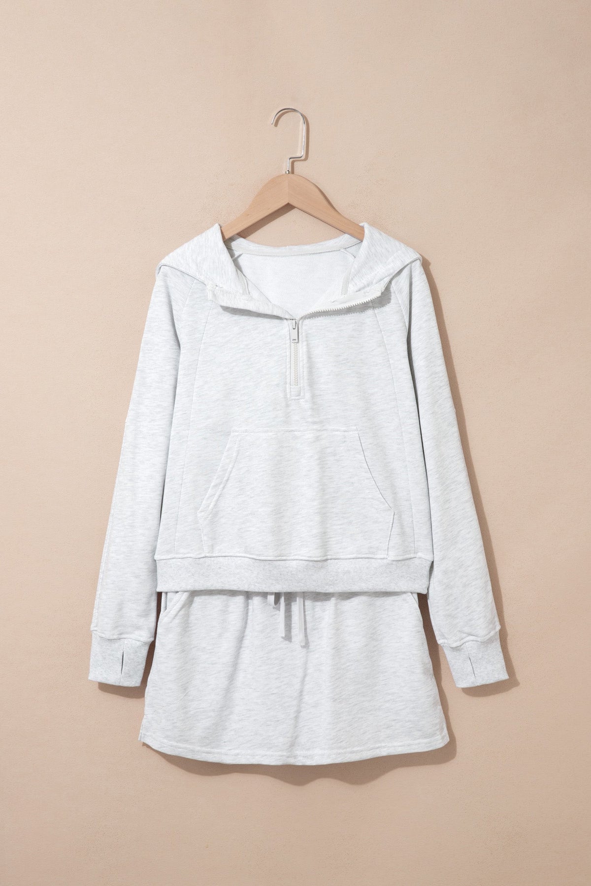 Mary Long Sleeve Zip-Up Top Elastic Waist Skort Set